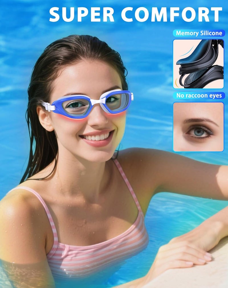 Vegemono Swim Goggles, Unisex Adult Swimming Goggles Anti Fog Anti UV No Leakage Wide View for Men Women Youth - Image 4